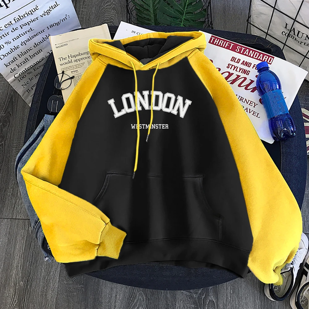 London Westminster Street Letter Print Woman Hoodie Fashion Oversize Sweatshirt Casual Fleece Hoody Autumn Soft Warm Streetwear