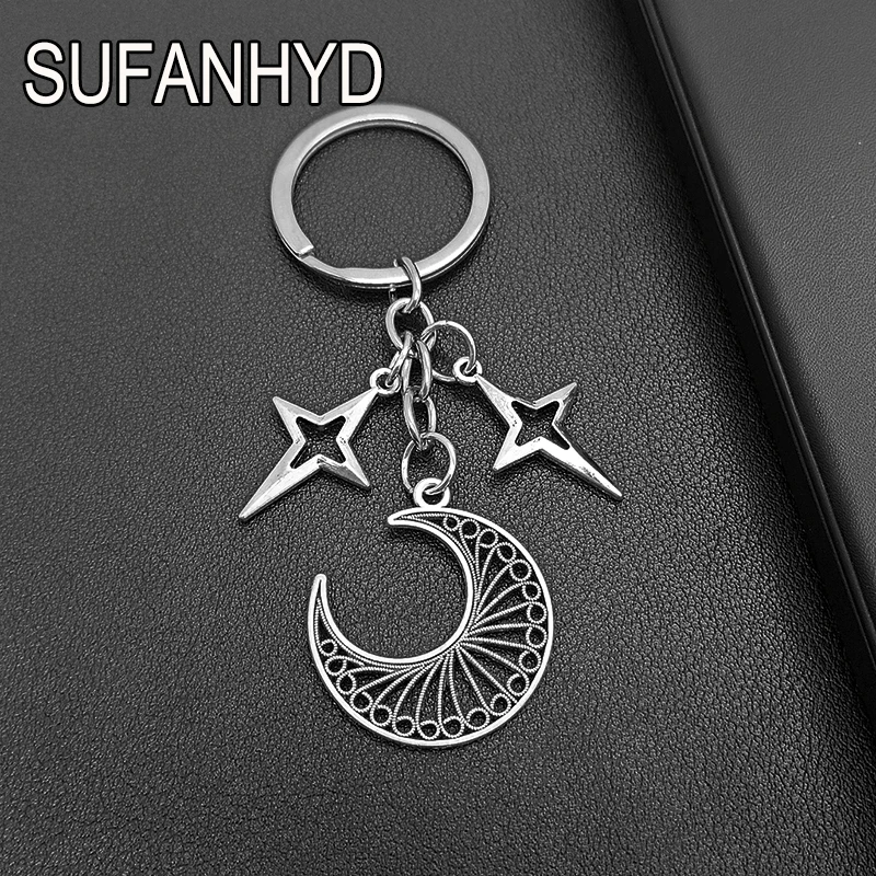 New Creative Star Keychains for Women Y2K Keychains Stars Moon Metal Key Rings for Women Men Friendship Gift