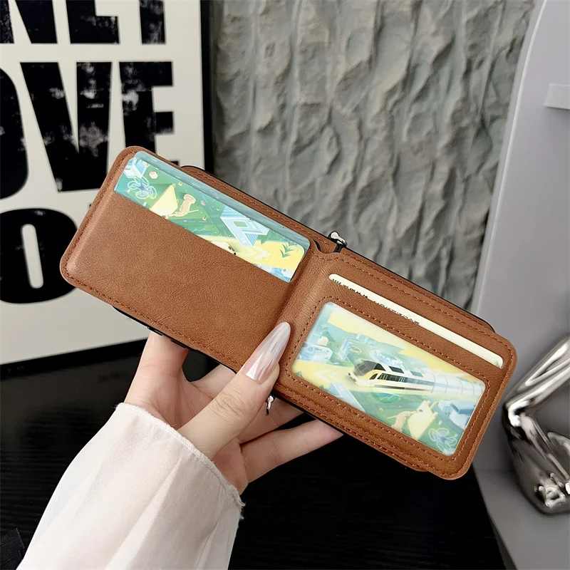 Чехол-кошелек для Samsung Galaxy Z Flip 7/6/5/4, чехол-держатель для карт из искусственной кожи с подставкой, тонкий флип-чехол для телефона с магнитной застежкой Чехол-кошелек для Samsung Galaxy Z Flip 7/6/5/4, чехол-держатель для карт из искусственной кожи с подставкой, тонкий флип-чехол для телефона с магнитной застежкой