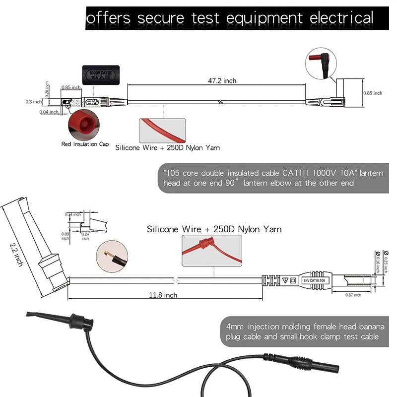 Kit di cavi per multimetro da 25 pezzi, Set di cavi di prova professionali e aggiornati con sonde multimetro placcate in oro sostituibili