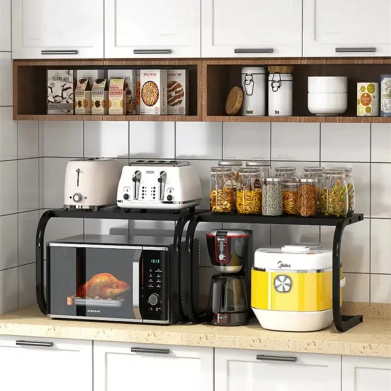 

Kitchen 2-Layer Desktop Microwave Rack Multi-Functional Condiment Bottle Electric Cooker Tableware Organizer Sundry Shelf