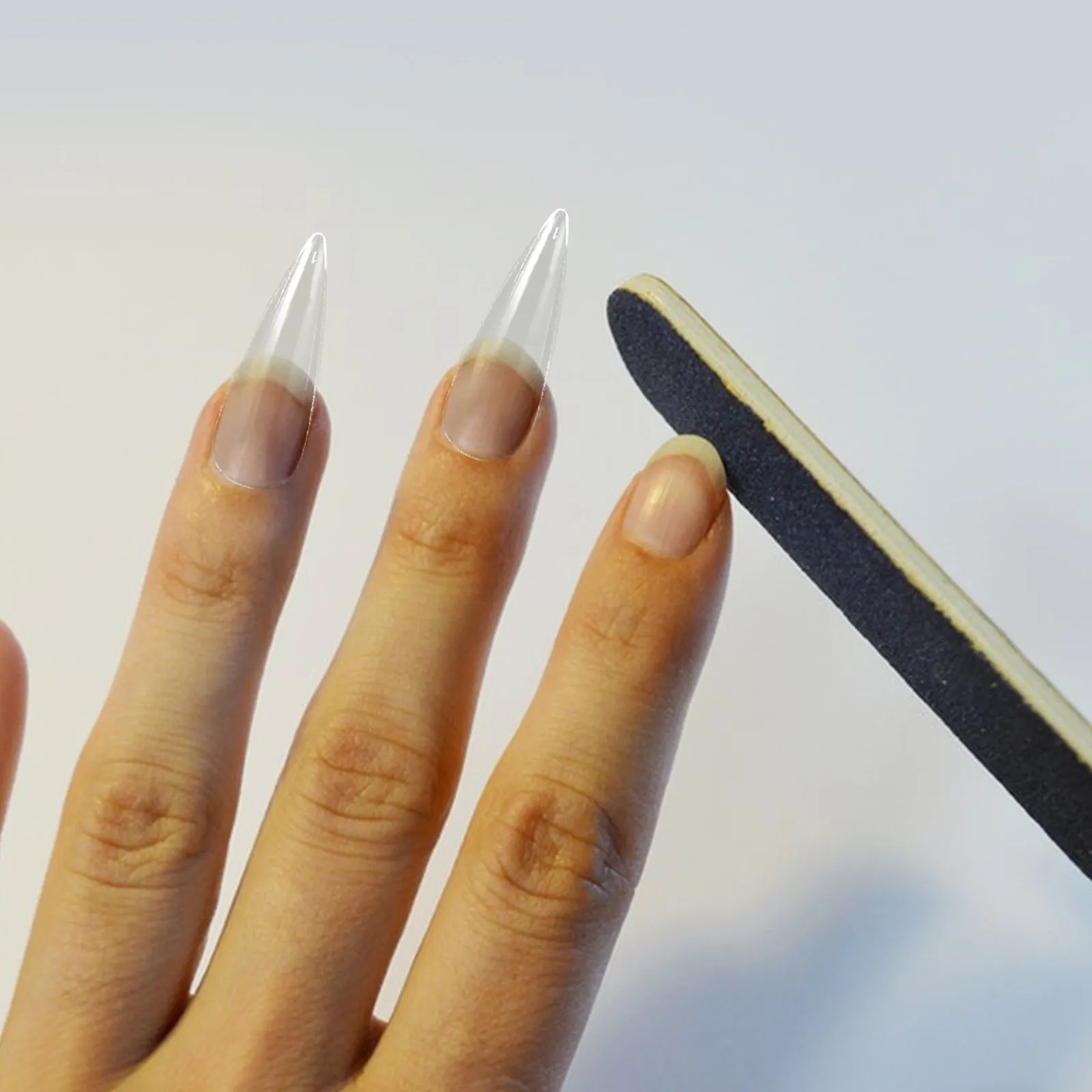 500Pcs Transparent Almond Nail Tips Full Cover Press on Nails Clear Artificial Nail Extensions Home Salon Manicure Supplies