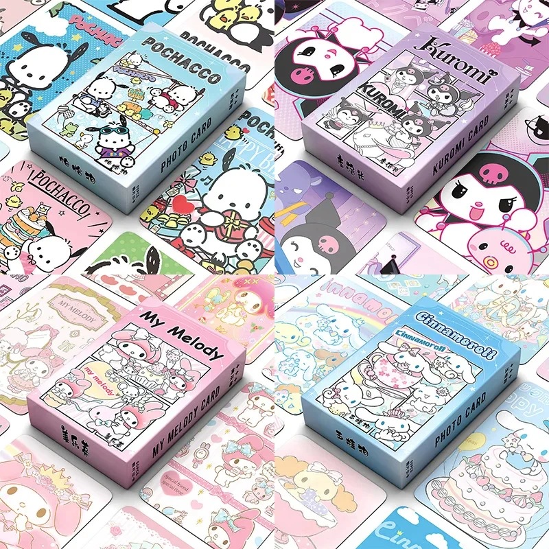 

50pcs/Set Sanrio Hello Kitty My Melody Kuromi Cartoon Flash Card Anime Character Card Animation Peripherals Toy Girls Toy Card