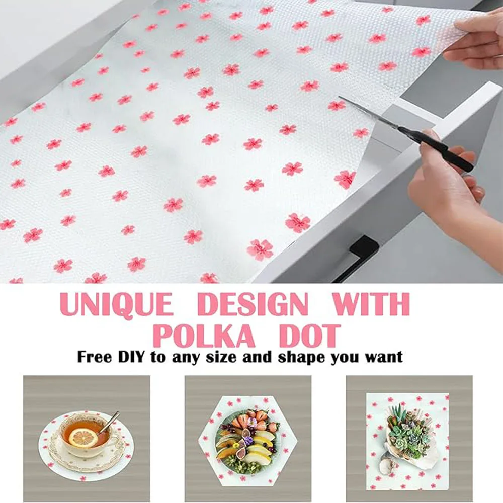 1-roll Cherry Pattern Rack Liner Kitchen Cabinet Cabinet Mat EVA Waterproof Refrigerator Mat Place Mat Non-adhesive Drawer Liner