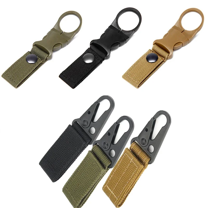 Tactical Water Bottle Carabiner Clip Backpack Hooks Olecranon Molle Hook Survival EDC Keychain Clasp Tool Accessories