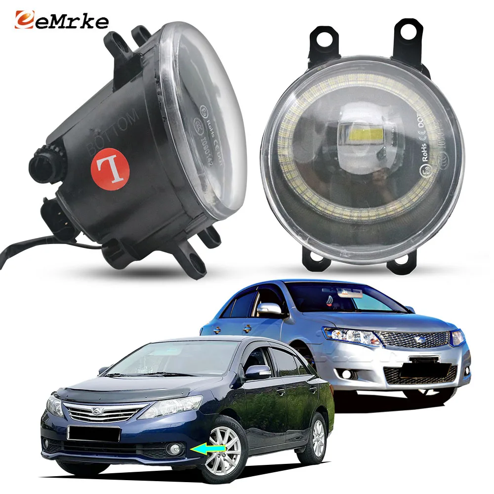 

LED Fog Light Driving Lamp for Toyota Allion II MK2 T26 2008-2016 Front Bumper Car PTF with Angel Eye DRL + Lens Left & Right