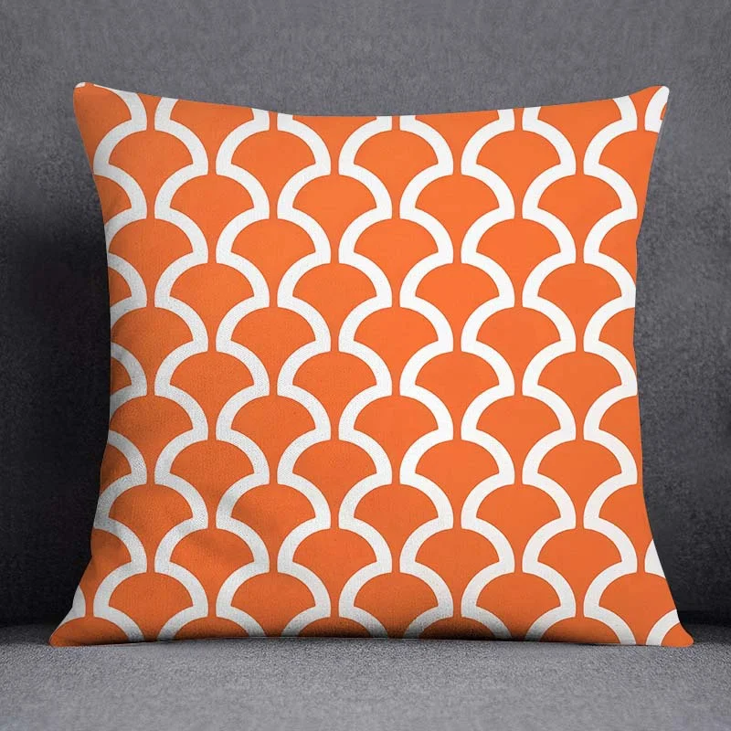 Cushion Cover Orange Series Pattern Printed  Home Living Room Sofa Office Decorative Pillowcase