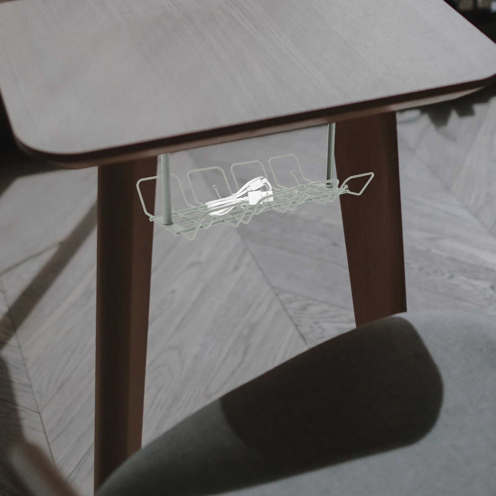 2 قطعة منظم الكابلات المكتبية تحت إدارة الطاولة سلة معلقة متينة تصميم علبة الأسلاك لا يتطلب إدارة الكابلات #3