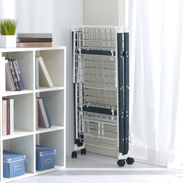 

Indoor and Outdoor Stainless Steel Laundry Rack Wing Type Floor Mobile Folding Large Capacity Storage Clothes Drying Air a Quilt