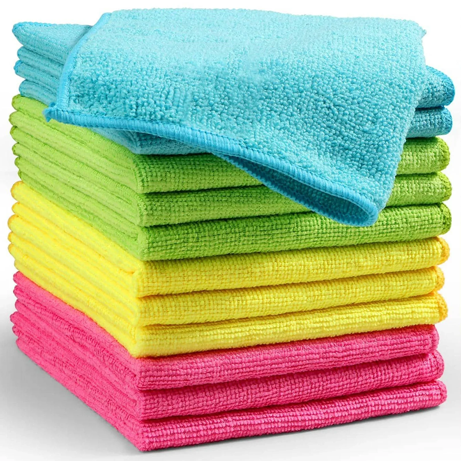 12 Pack Cleaning Rag Microfiber Cleaning Cloth,4 Color Assorted Cleaning Towels for House Kitchen Microfiber Towels