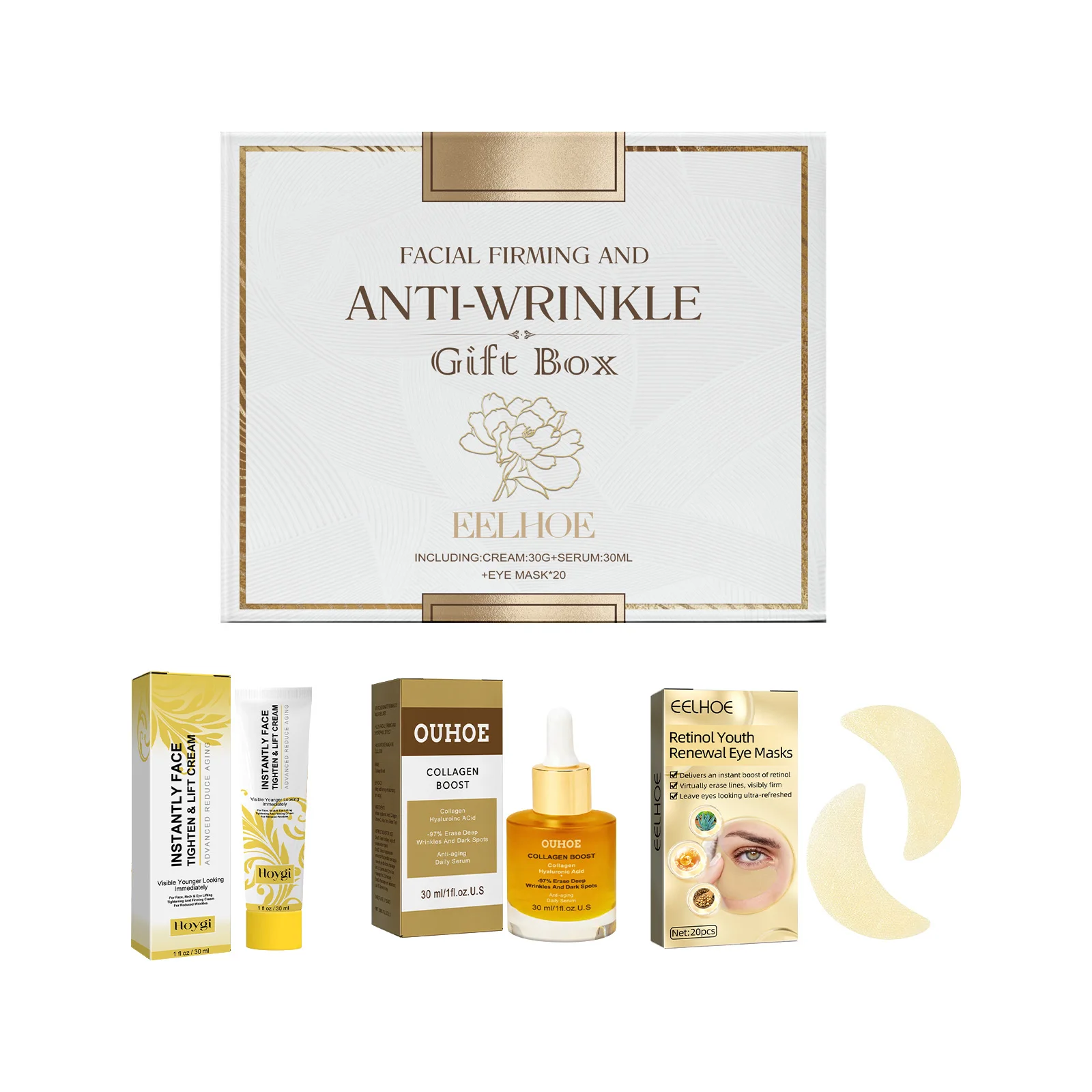 

EELHOE Facial Skin Care Gift Box Moisturizing And Moisturizing Face And Eye Skin Rejuvenation Care And Lotion Set 3pcs