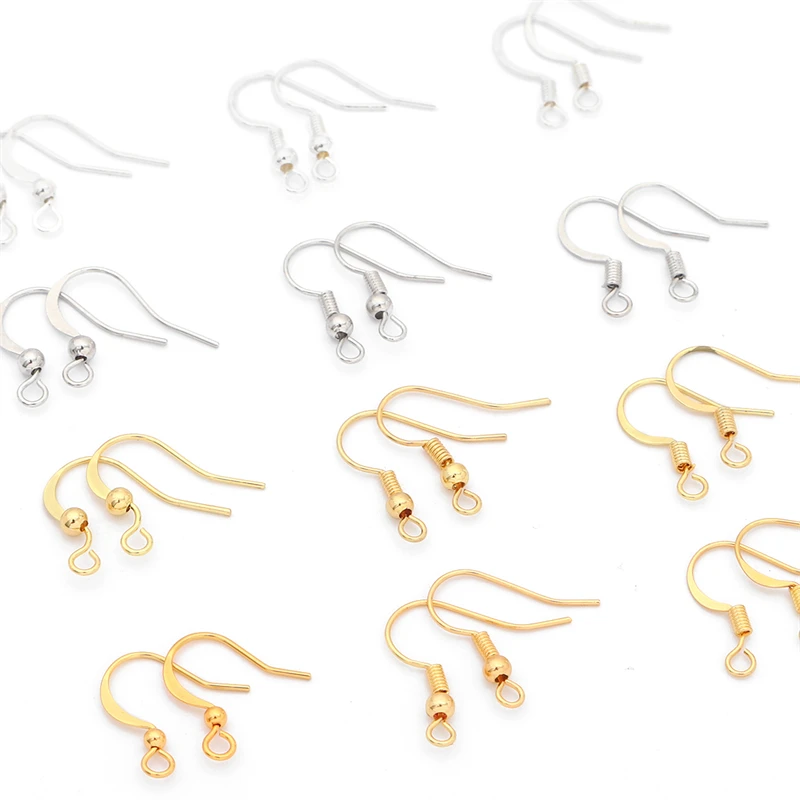 20pcs 14K Gold/Silver Plated Brass Copper Earring Clasp Hooks Connector Earring Findings Fittings DIY Jewelry Making Accessories