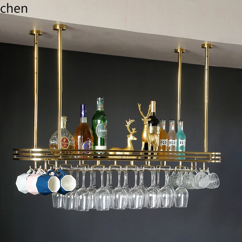 

HYS bar counter stainless steel red wine glass upside down wine rack light luxury wine glass rack mug goblet hanging hanger