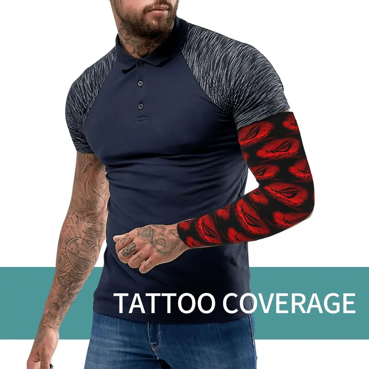 Rog Strix Asus Black And Red Arm Sleeves Men Women Sun UV Protection Tattoo Cover Up Sports Cooling Cycling