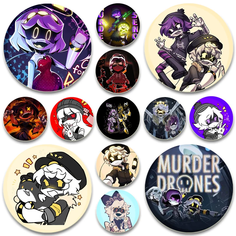 Game Anime Murder Drone N V J Brooches on Backpack Cartoon Badge Cute Dog UZI Killers Enamel Pins Jewelry Accessories Gifts