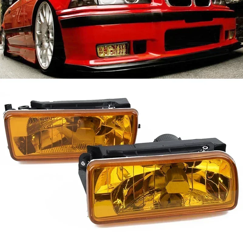 Pair Lamps Yellow Lens H1 12V 55W 1992-1998 For BMW E36 Chrome Fog Lights Hot High Quality Useful Practical Fashion