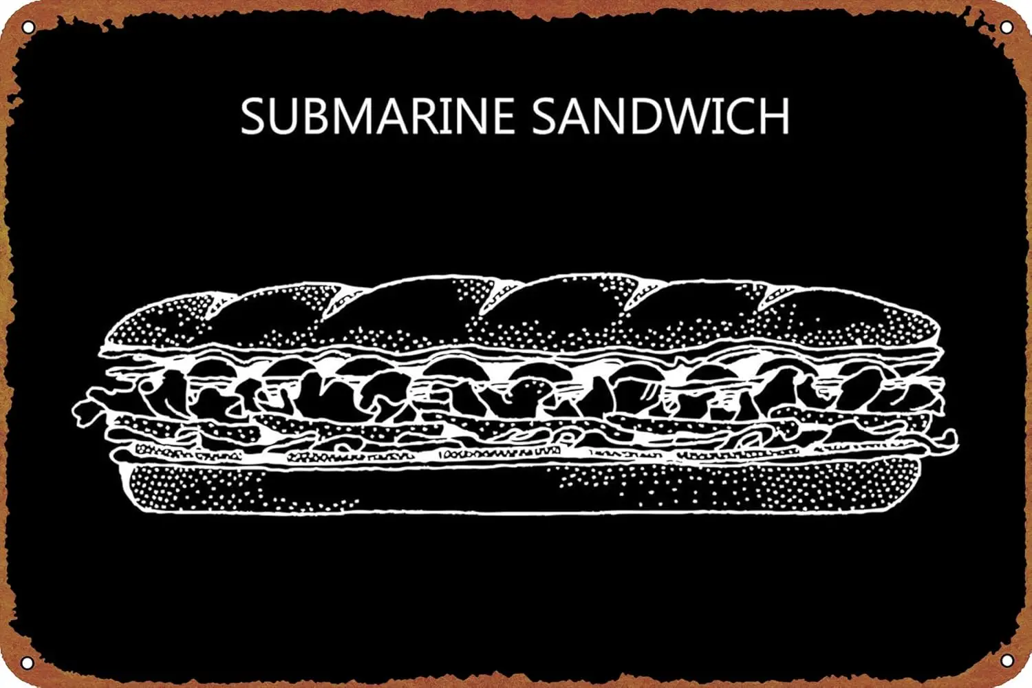 submarine sandwich Metal Tin Sign Wall Decor Funny Vintage Tin Sign Wall Plaque Poster for Cafe Bar Restaurant Supermarket Shop