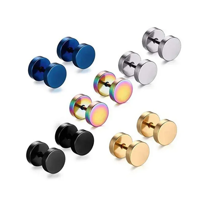 Charmsmic-pendientes de acero inoxidable con mancuernas para hombre y mujer, Piercing para el cuerpo, joyería antialérgica, estilo Punk, Hip Hop, 1