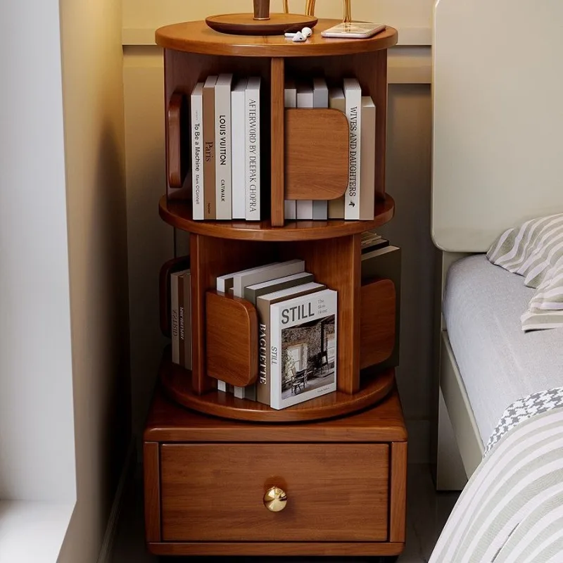 

Simple Creative Wooden Wheels Storage Holders Rotating Multifunctional Bedside Bookcase Art Children Bedroom Home Decorations