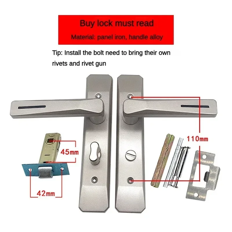 New 2026 Single Tongue Door Lock Aluminum Hardware Gate Safety Toilet Door Lock Hole Spacing 110 with 30/35/40 Lock Tongue