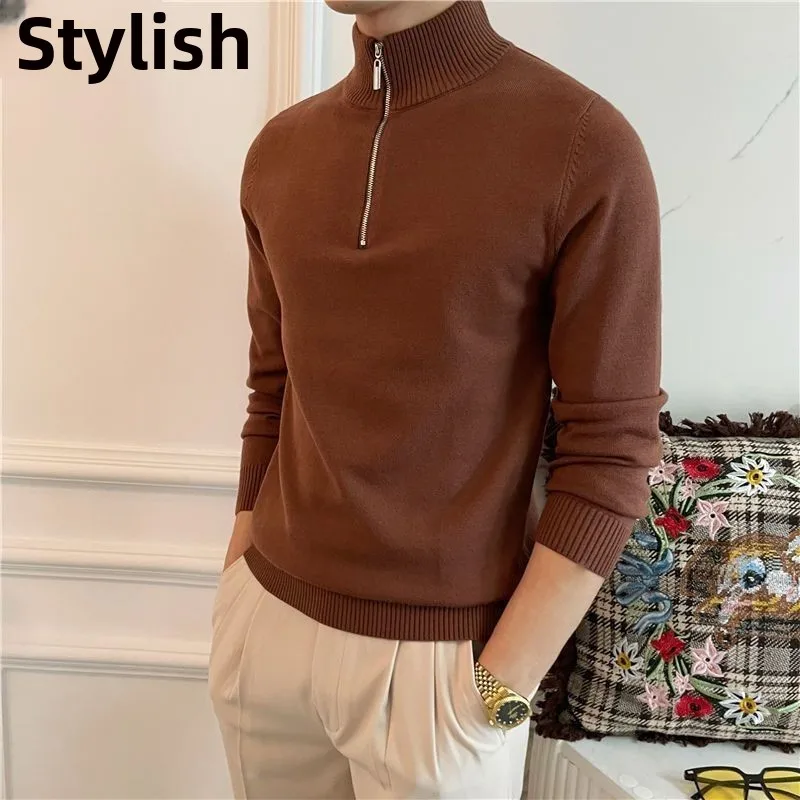 

Мужской трикотаж на молнии f-High Ne, однотонный, теплый, повседневный, базовый слой, осень-зима, новый, универсальный, уличный, хлопковый...