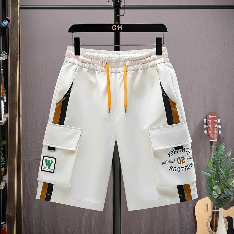 

Повседневные мужские спортивные брюки из ледяного шелка с быстрым высыханием, летние модные брендовые бриджи до колена, универсальные молодежные спортивные штаны для активного отдыха