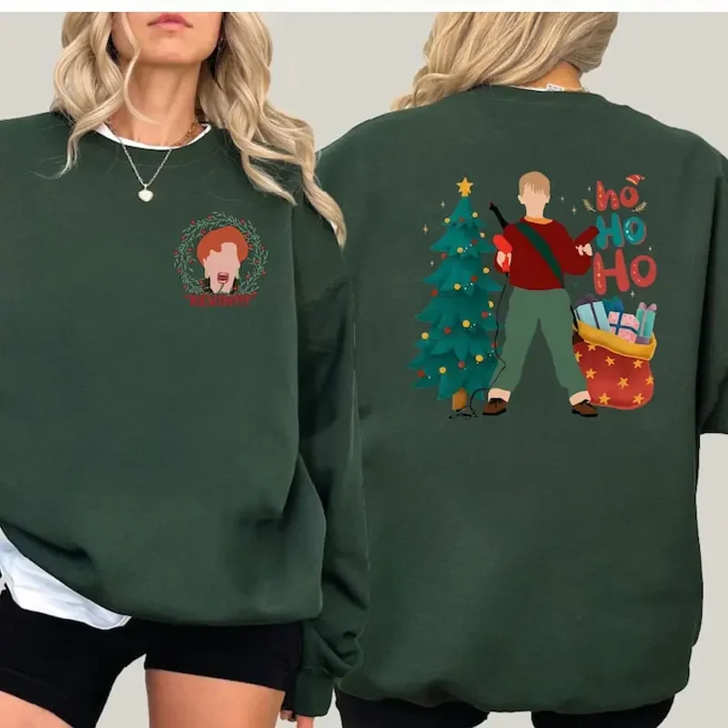 المنزل وحده هوديي عيد الميلاد البلوز 90s عيد الميلاد فيلم Crewneck مضحك كيفن هو هو هو سترة الرجعية عطلة البلوز المرأة #1