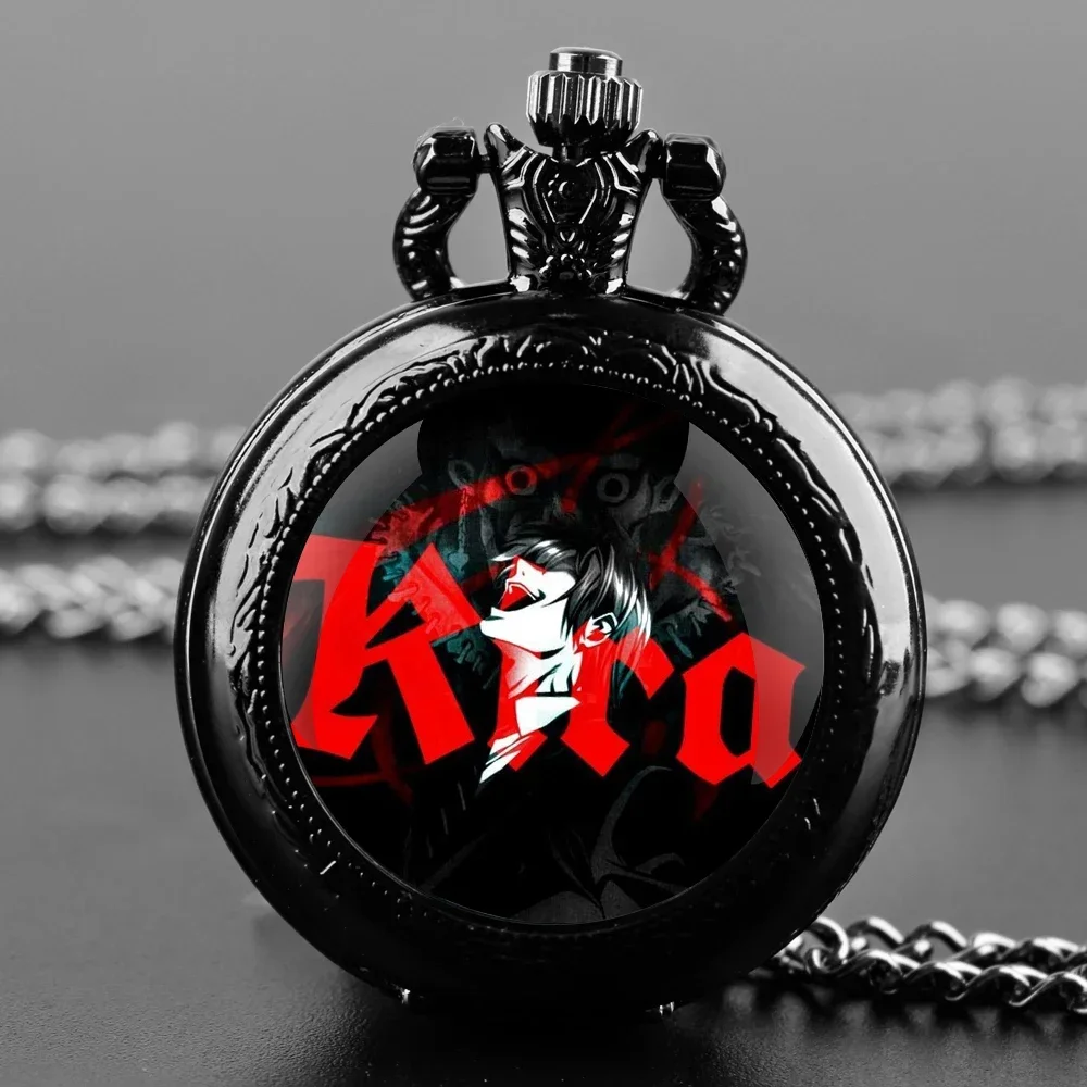 

Карманные часы с дизайном «Тетрадь смерти», стеклянный купол, кварцевый механизм, цепочка, циферблат с арабскими цифрами, кулон-ожерелье, изысканный подарок для мужчин и детей