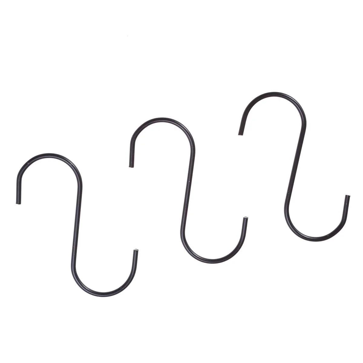 

12 Pcs Shaped Hooks Heavy S Type Kitchen Hooks Duty Black Kitchen Bathroom Closet Workshop Garage Storage Without Screws