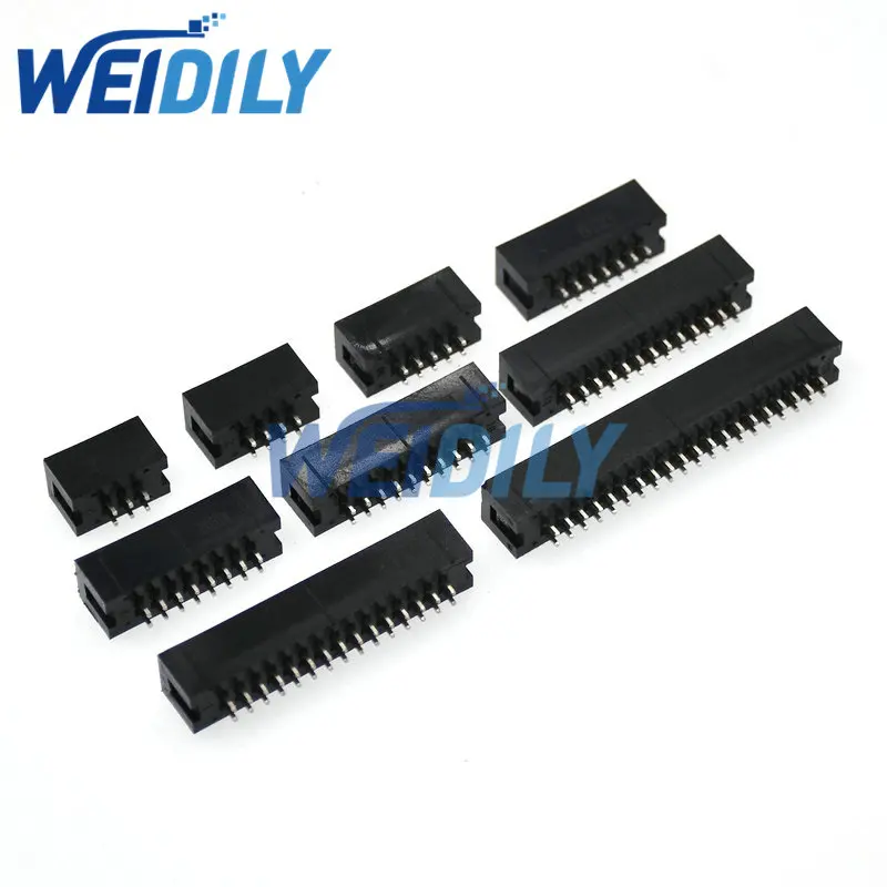 5PCS DIP 6/10/20/26/34/40 PIN 2.54mm Pitch Male Socket Straight idc box Headers PCB Connector Double Row 10P/20P/40P DC3 Header