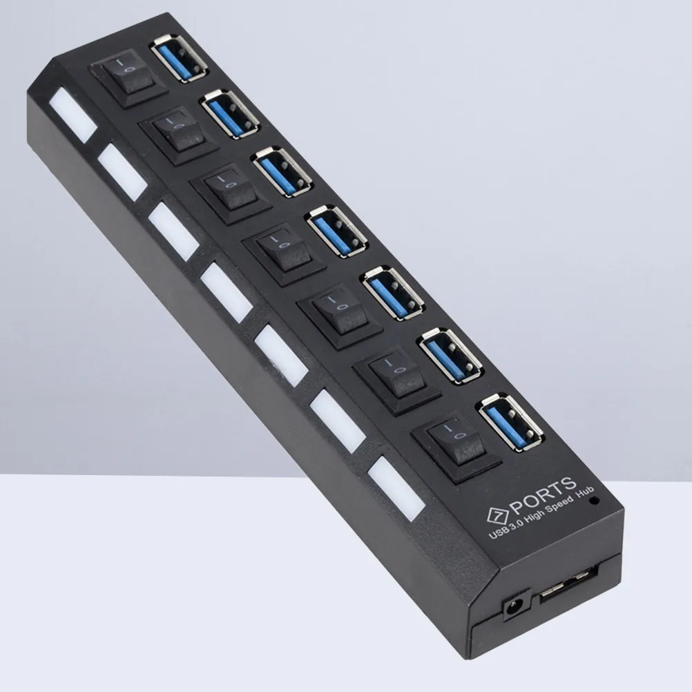 

7 Port USB 3.0 Hub Super Speed 5Gbps Data Transmission Hub with Per Port Power Control LED Status Light Compatible USB 2.0 1.1