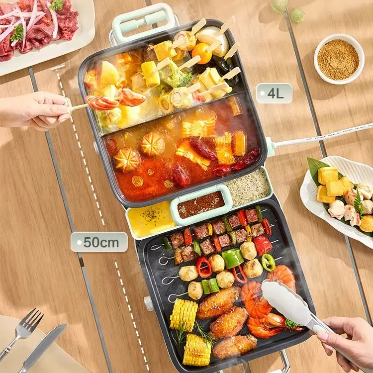 Supor electric grill, barbecue pot,stacking pot, household outdoor barbecue integrated indoor light smoke removable and washable