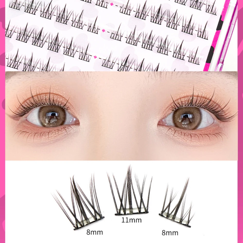 10 Rows Thick Dense False Eyelashes Large Capacity Natural Little Devil Segmented Lashes Individual Cluster Korean Eye Makeup