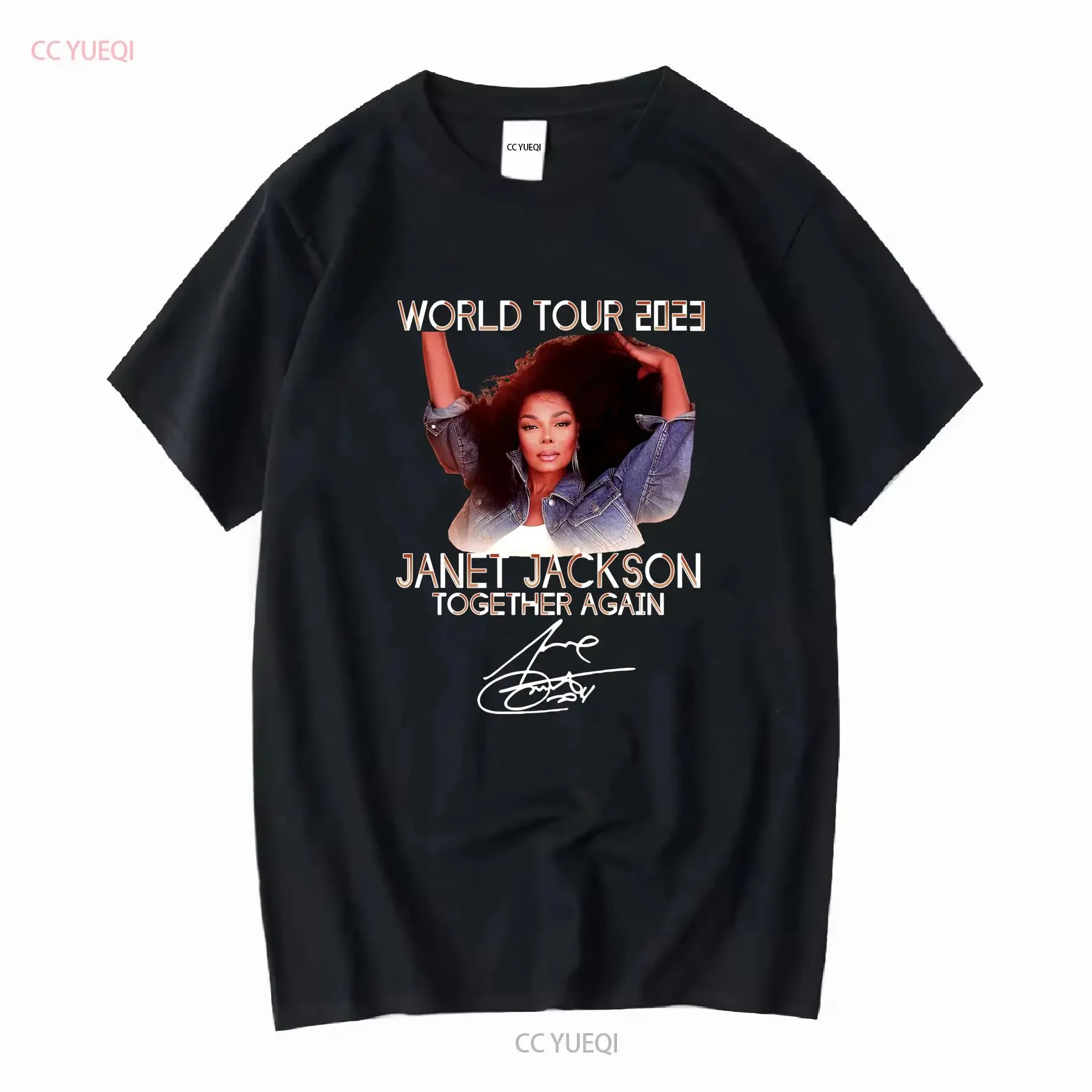 Nice world Janet Jackson Together again signature shirt Funny S 4Xl F long sleeves vintage Washed Slightly Casual homme Soft