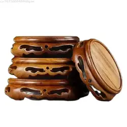 Natural Solid Wood Base Vase Flower Pot Display Rack Incense Burner Buddha Statue Decoration Rack Handicraft Retro Tea Cup Base