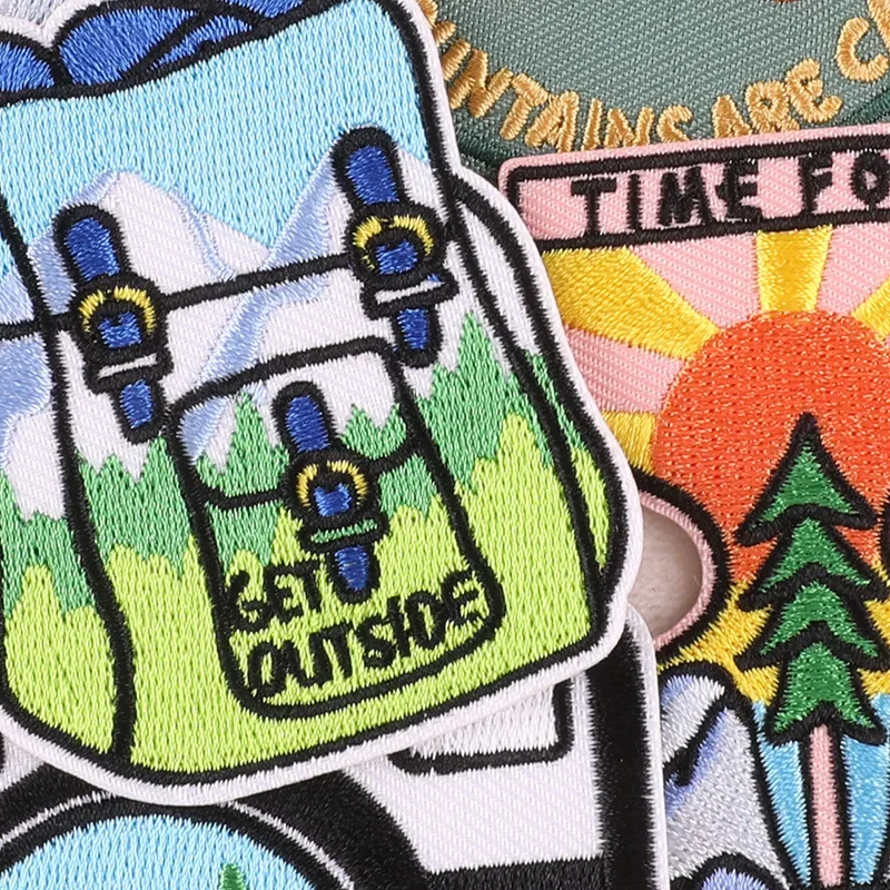 Camping Travel Panda Scout Tent Mountain Backpack Embroidered Accessories Badge Patches for Clothing Iron on Hat Bag Suitcase