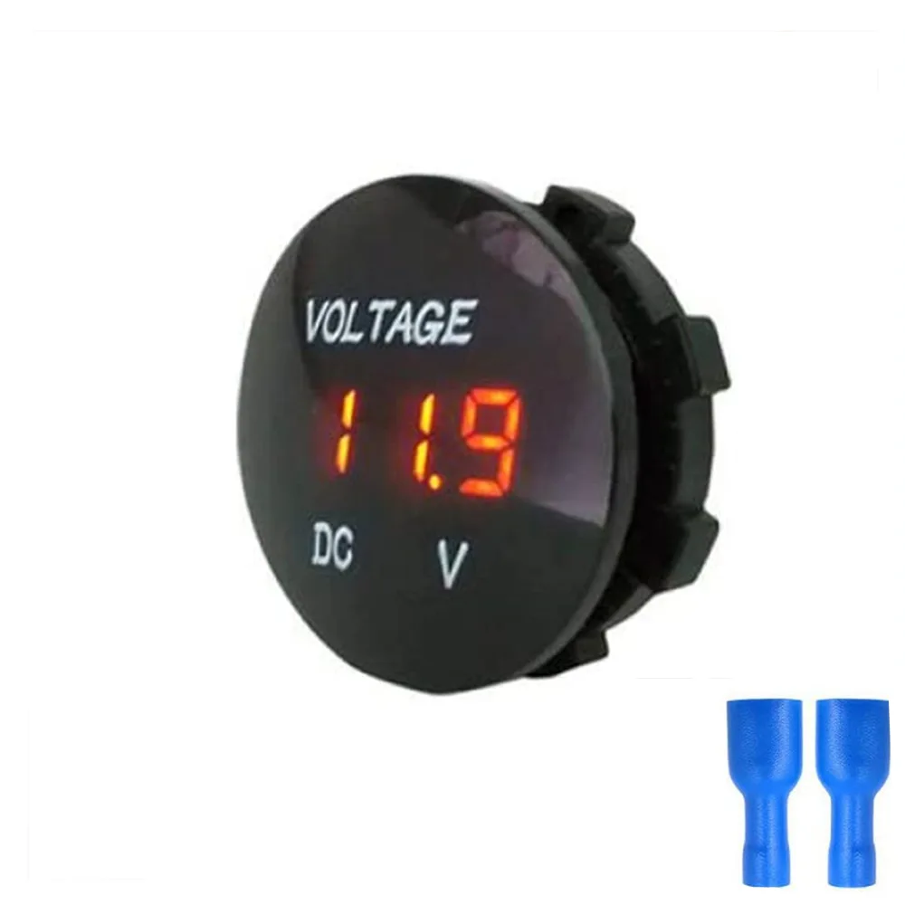 Waterproof circular LED mini digital voltmeter and tester with display monitor for motorcycle modification