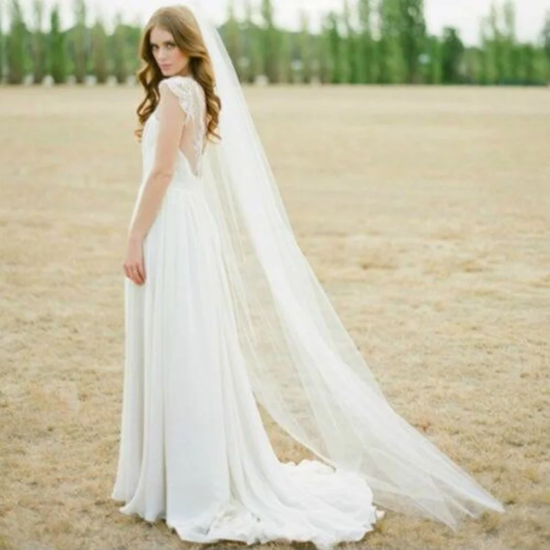 

Waltz Veil Cut Edge White Long Bridal Veils One Layer Wedding Veils with Comb Vintage Bridal Wedding Party Veils