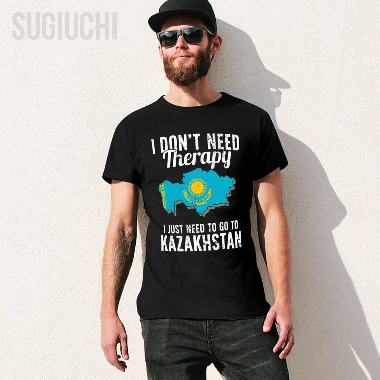 Unisex Men Kazakh Flag Kazakhstan Vacation Tshirt Tees T Shirts Women Boys 100% Cotton T-Shirt