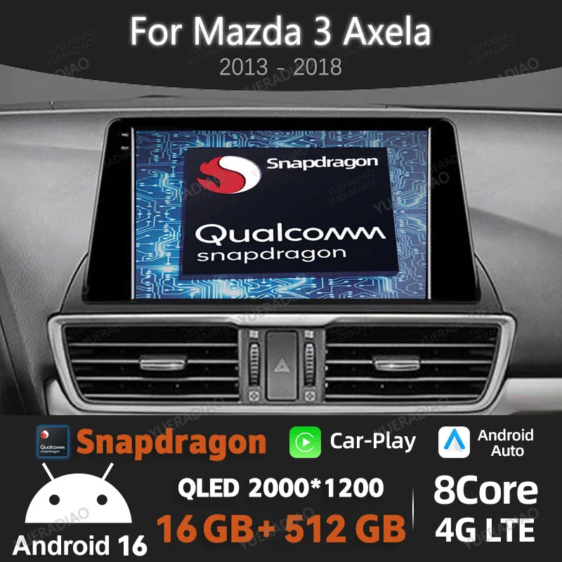 

Android 16 Car Radio For Mazda 3 Mazda3 3 Axela BM 2013 - 2017 GPS NAVI Multimedia Stereo Video Player Head Unit 2DIN QLED BT