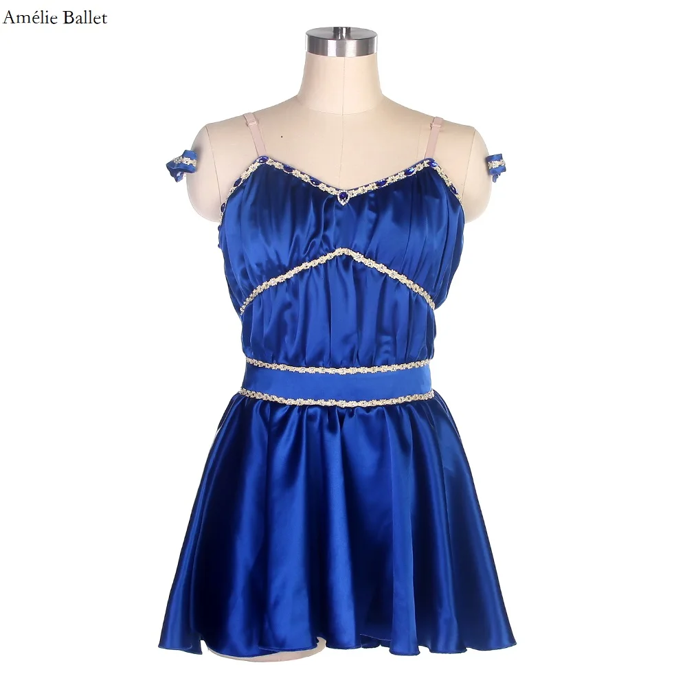 B22153 Royal Blue Customized Professional Ballet Dance Costume with Double Rows of Hooks and Eyes Ballerina Performance Dress