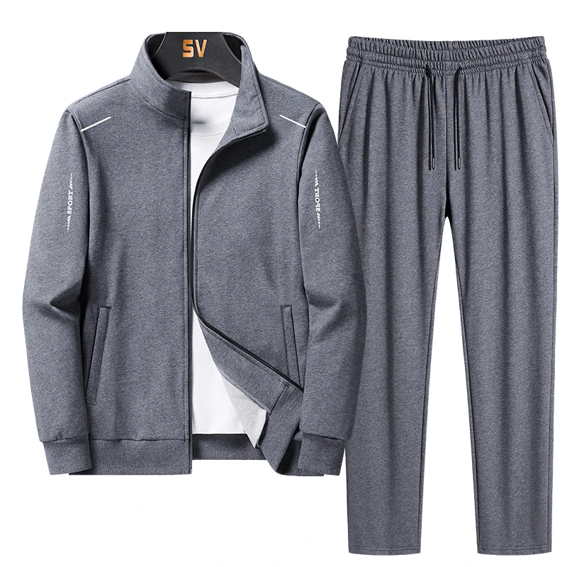 Fashion New Autumn Winter Homme Suit Sweatshirt Sweatpants Male Tracksuit Jacket Men's Track Suits 2 Piece Set Large Size 8XL