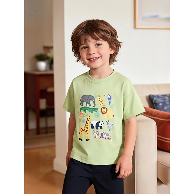 

Summer3-8ChildrenTCartoon animal print crew neck shirt boys, ready-to-ship clothing