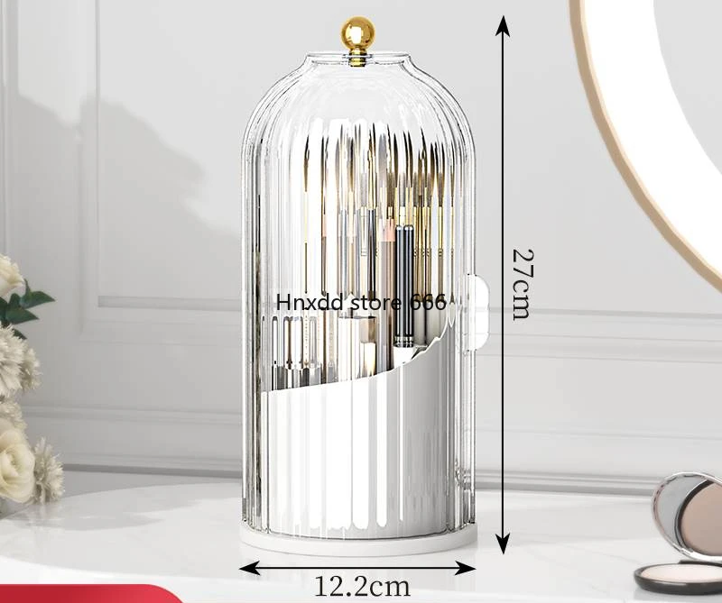 Rotating makeup brush storage cylinder dust-proof grid storage shelf