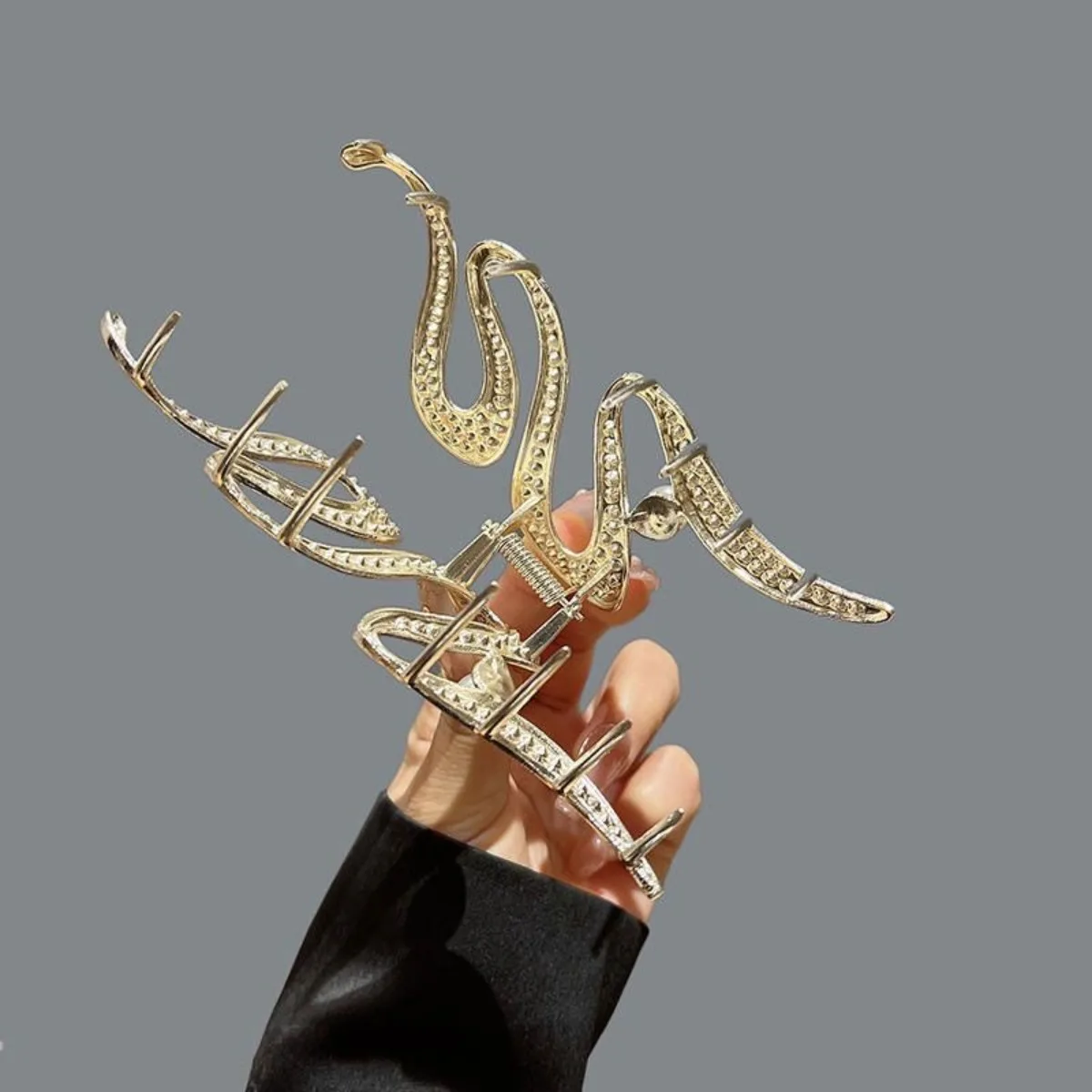 مشبك مخلب كبير من حجر الراين، إكسسوار شعر عصري، عقد آمن لظهر الرأس، تصميم فاخر للنساء