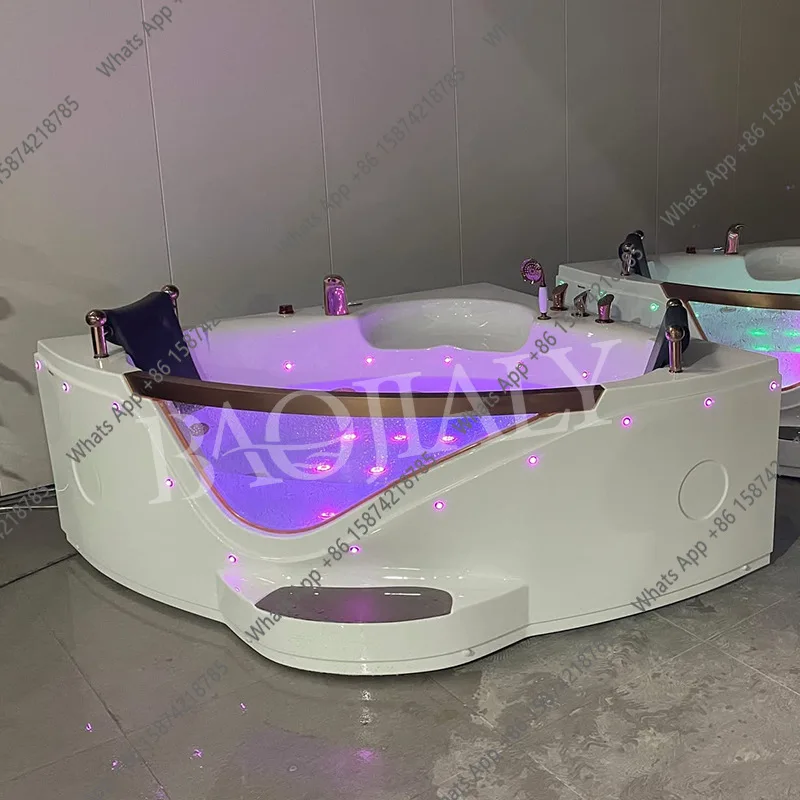 

Kk Acrylic Luxury Surf Jacuzzi Household Bubble Bath Intelligent Thermostatic Heating Fan Shaped Double Bath
