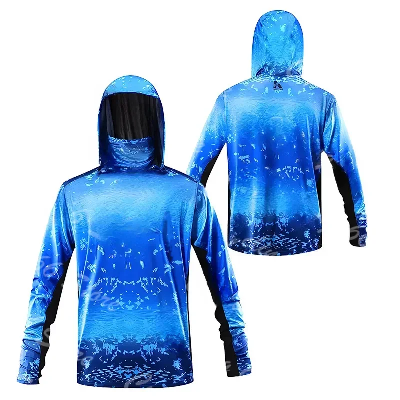 

Fishing Shirts Men UPF 50+ Long Sleeve Mask Hooded UV Protection Quick-drying Fishing Clothes Plus Size Camisa De Pesca