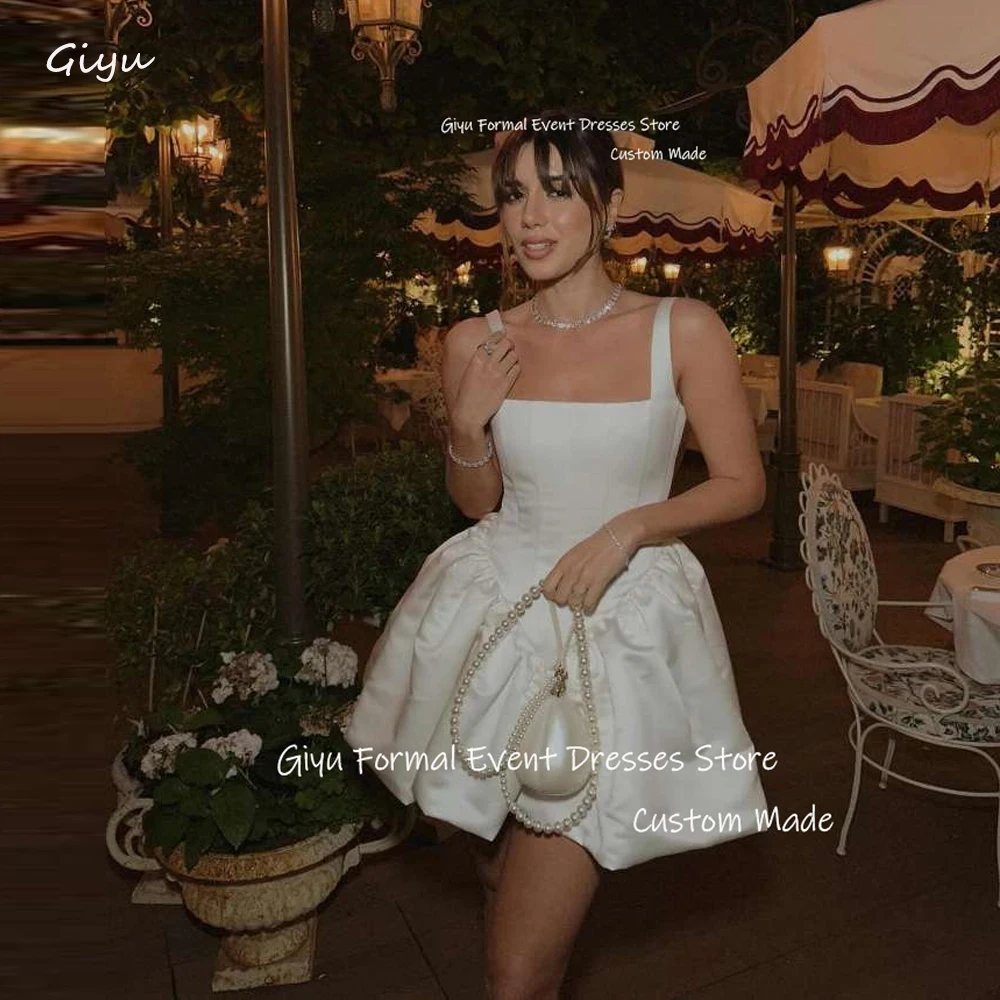 

Giyu Mini Sexy Short Wedding Dresses Straps Soft Satin Women bride Dress Formal Party Cocktail Dress Night Event Gowns Outfit