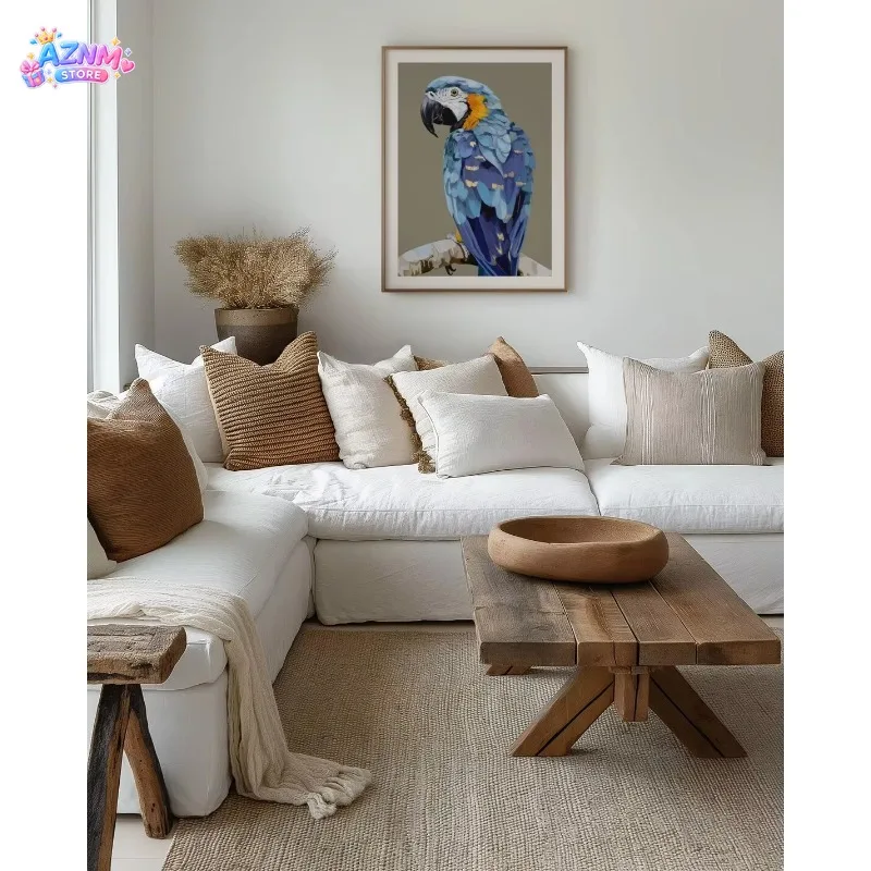 2026 Blue Macaw Print, Modern Parrot Poster, Tropical Bird Art, Macaw Painting, Jungle Wall Art, Macaw Decor, Framed Animal Art