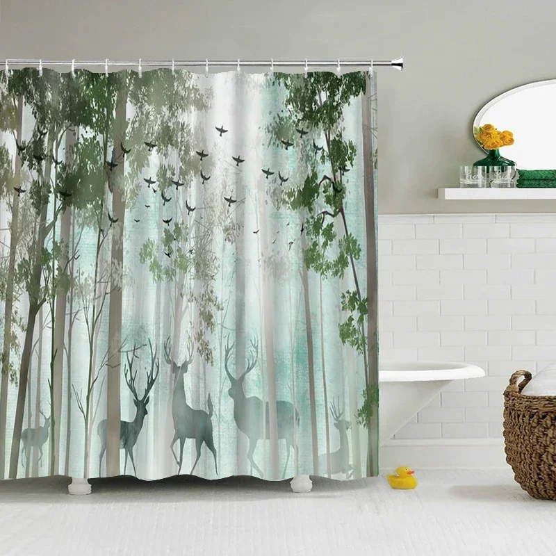 Colorful Modern Shower Curtain 3d Bathroom Curtain With Hooks Decorative Partition Screen 180*240 Polyester Washable Cloth